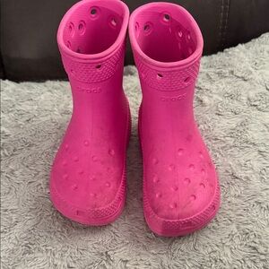 CROCS Kids Bright Pink Waterproof Boots